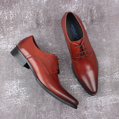 男士 百搭单鞋 尖头皮鞋 皮鞋 软皮 英伦真皮系带漆亮皮商务正装 冬季