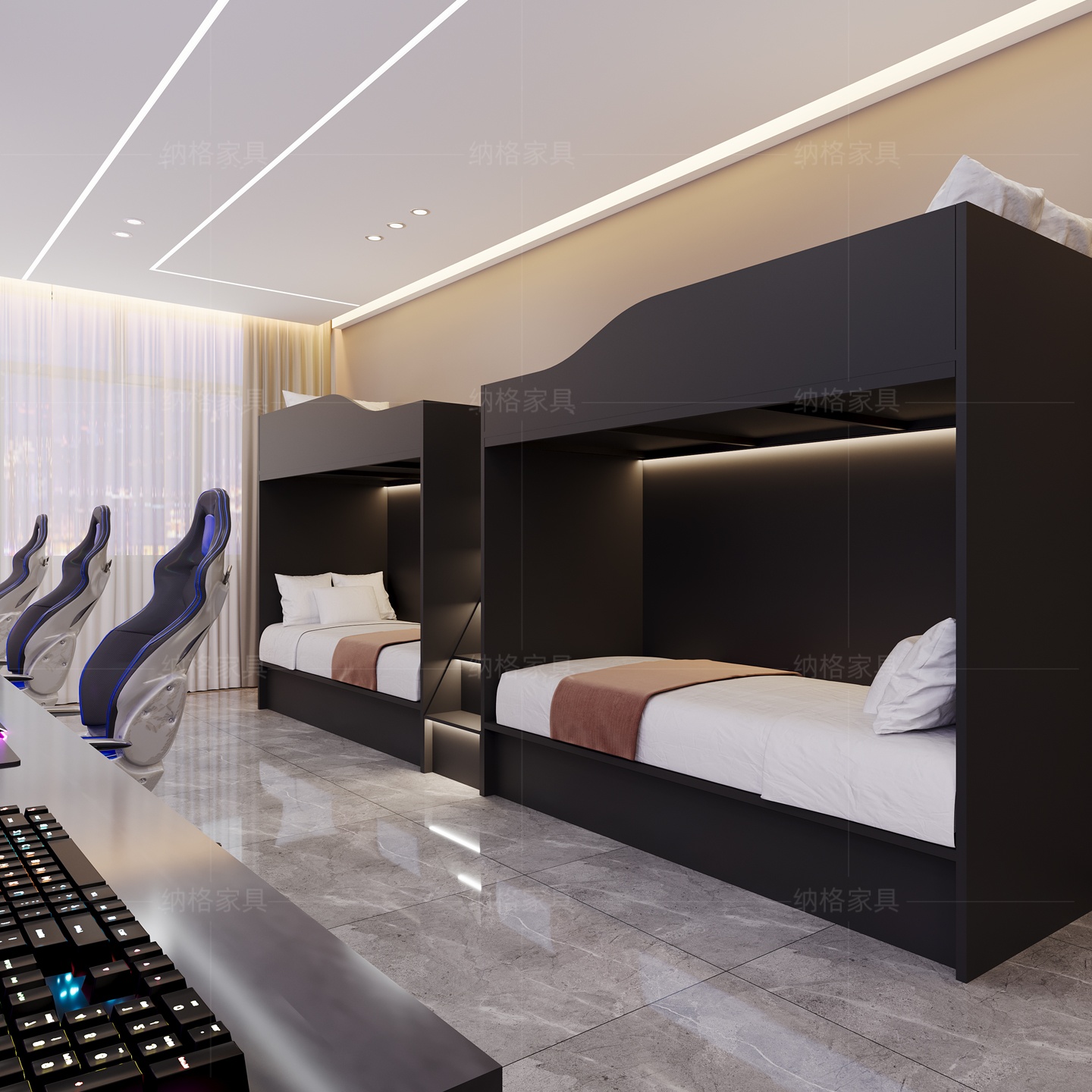 青旅民宿上下铺双层床全封闭式公寓学校宿舍电竞酒店太空舱上下床