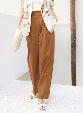 【柳哥严选】歌蒂诗简约宽松垂感咖啡色阔腿裤女士8D23K3181