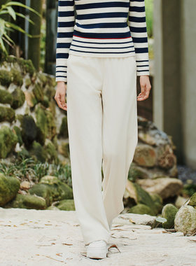 歌蒂诗春季专柜新款休闲简约松紧腰灯芯绒直筒长裤女 8E32K3843