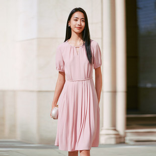 1F21L2224 气质领口镂空收腰显瘦连衣裙 歌蒂诗夏专柜新款 时尚