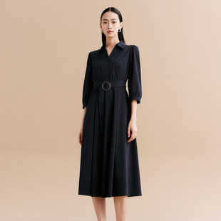 1D31L3028 连衣裙 歌蒂诗秋专柜新品 简约知性腰带收腰显瘦衬衫