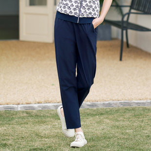 女 简约舒适休闲百搭松紧腰长裤 1E22K3280 专柜新款 歌蒂诗夏季