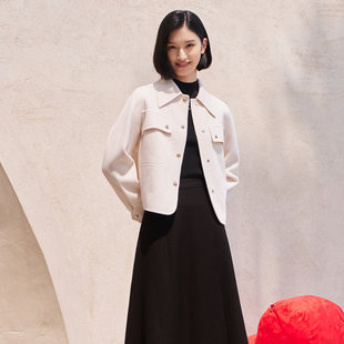 8D33D1582 呢子大衣 歌蒂诗春专柜新款 简约气质高级绵羊毛短款