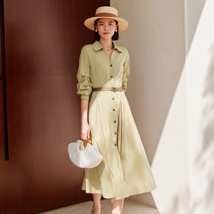 V领百搭气质连衣裙8E14L3852 通勤衬衫 歌蒂诗春夏专柜新款 时尚