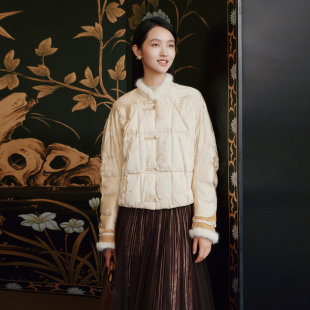 新中式 简约气质毛边羽绒服 鹅绒服 专柜款 8E41Y0584 冬季 歌蒂诗