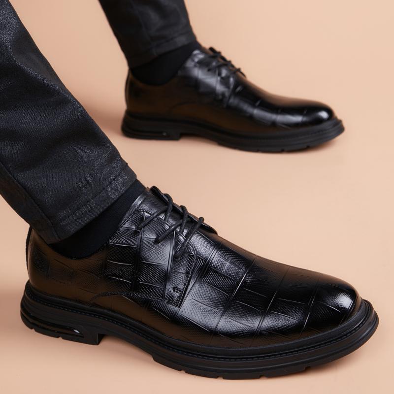 男士皮鞋男结婚新郎鞋商务正装内增高休闲真皮2024秋季新款工作鞋