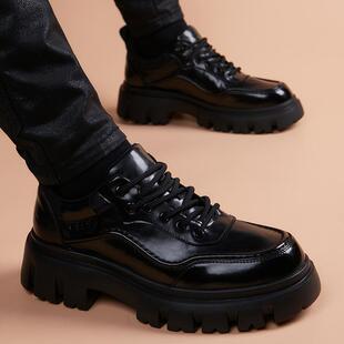2024秋冬新款男士皮鞋男款真皮英伦商务正装内增高6cm厚底休闲鞋