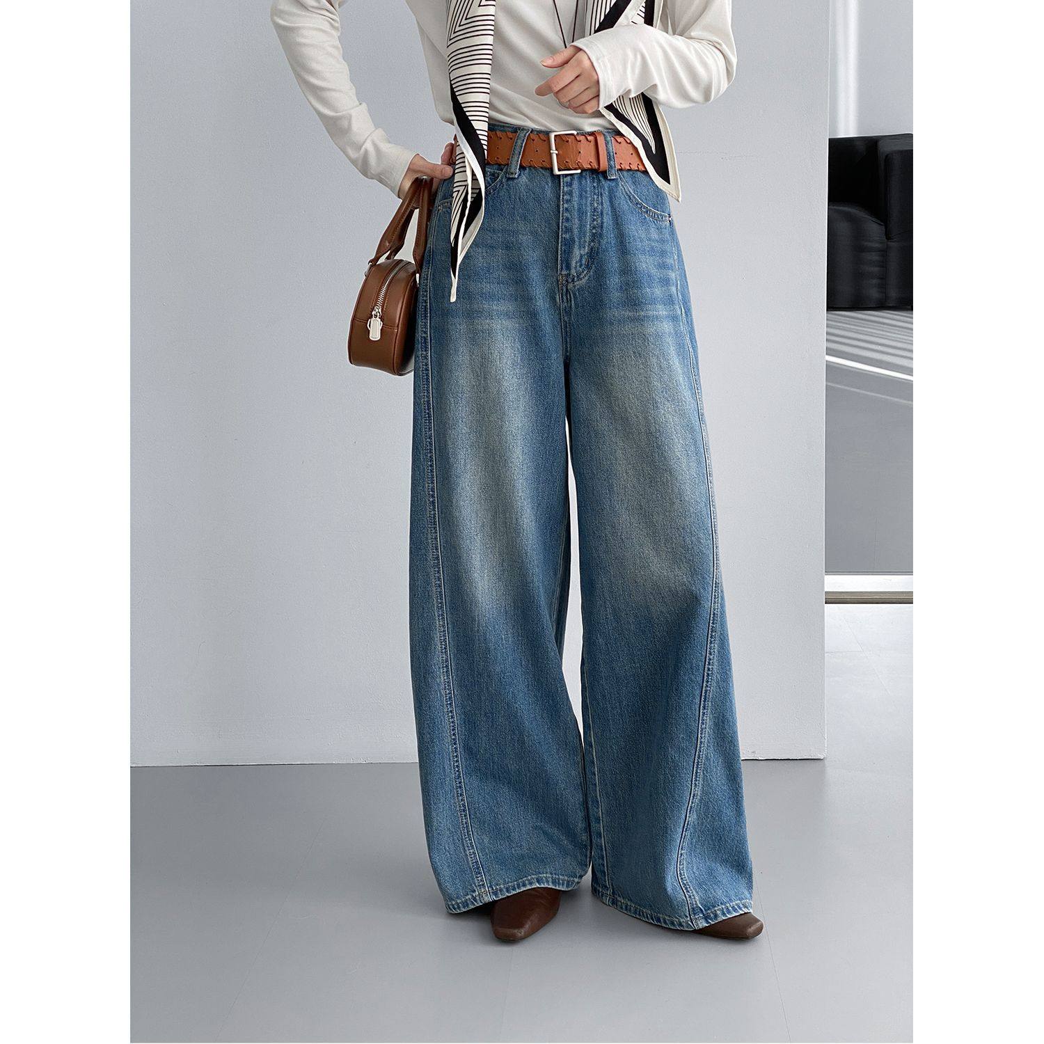 那末早春美式复古水洗牛仔裤直筒裤女高腰百搭显瘦阔腿长裤2686,女装/女士精品,牛仔裤,淘宝优惠券,粉丝福利购,淘宝优惠卷