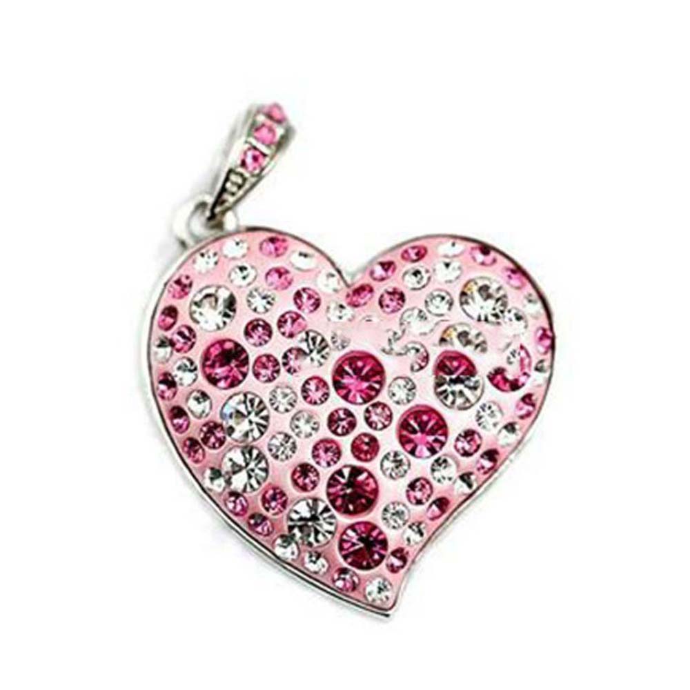 pink 8gb clear crystal heart style usb flash drive memory wi