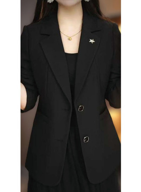 黑色女士西装外套女春秋2025年新款气质收腰大码上衣显瘦短款西服