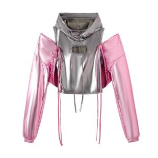 aespa女团柳智敏同款假两件上衣打歌服未来科技感爵士舞台演出服