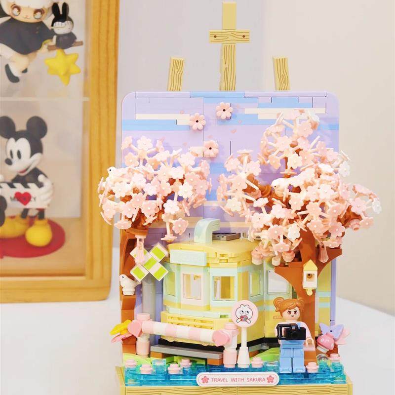 中国积木女孩系列未印刷樱花火车美丽桌面装饰品儿童教育玩具礼品,玩具/童车/益智/积木/模型,普通塑料积木,淘宝优惠券,粉丝福利购,淘宝优惠卷