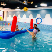 游泳池戏水用品排球手球小孩充气篮球架儿童水上投篮球门游泳玩具