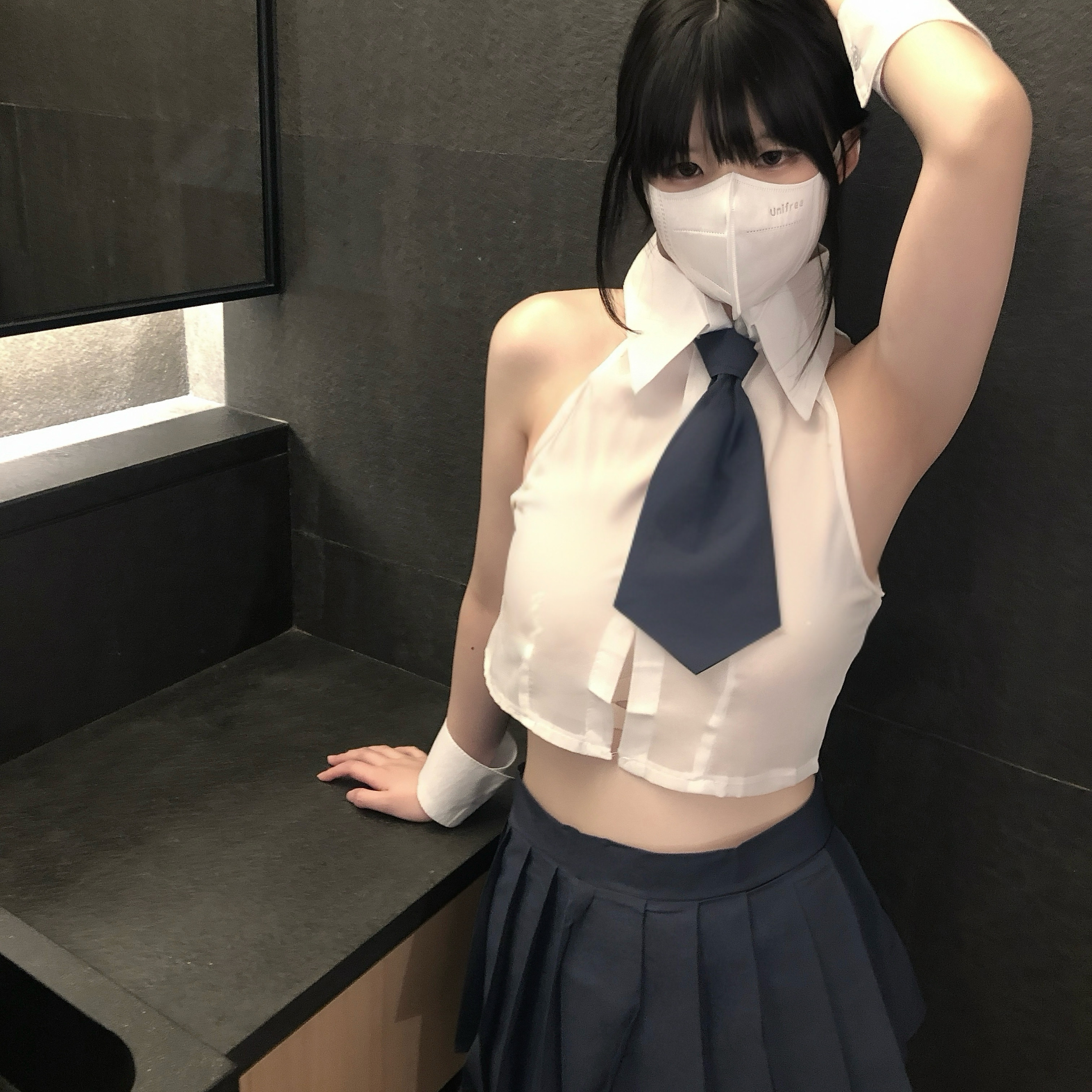 纯欲学院风网纱透视jk制服