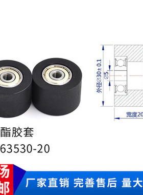 PUT63530-20包胶轴承聚氨酯胶轮滚轮压轮从动滑轮导向轮双轴承