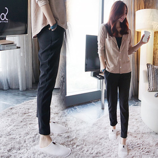 黑色弹力百搭显瘦2025年新款韩版休闲加绒小脚裤子女九分裤直筒裤