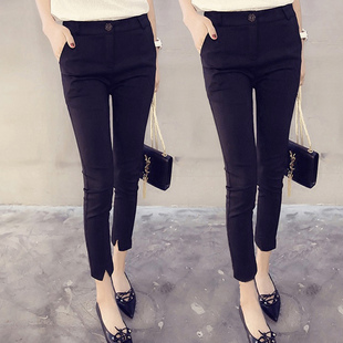 黑色弹力九分裤春夏秋冬小脚职业2025薄款加绒修身百搭显瘦裤子女