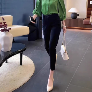 小个子弹力八分OL职业黑色小脚裤 2025新款 女九分直筒裤 裤 春夏西装