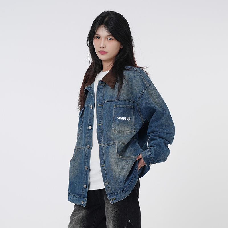 WASSUP复古工装牛仔夹克外套潮牌