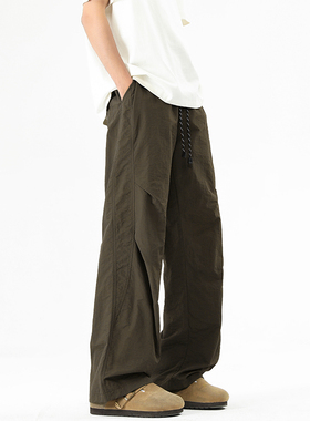 WASSUP潮牌复古工装户外登山裤男春夏新款宽松高街机能直筒阔腿裤