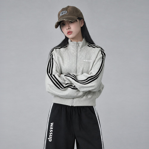 WASSUP三条杠重磅短款夹克女秋