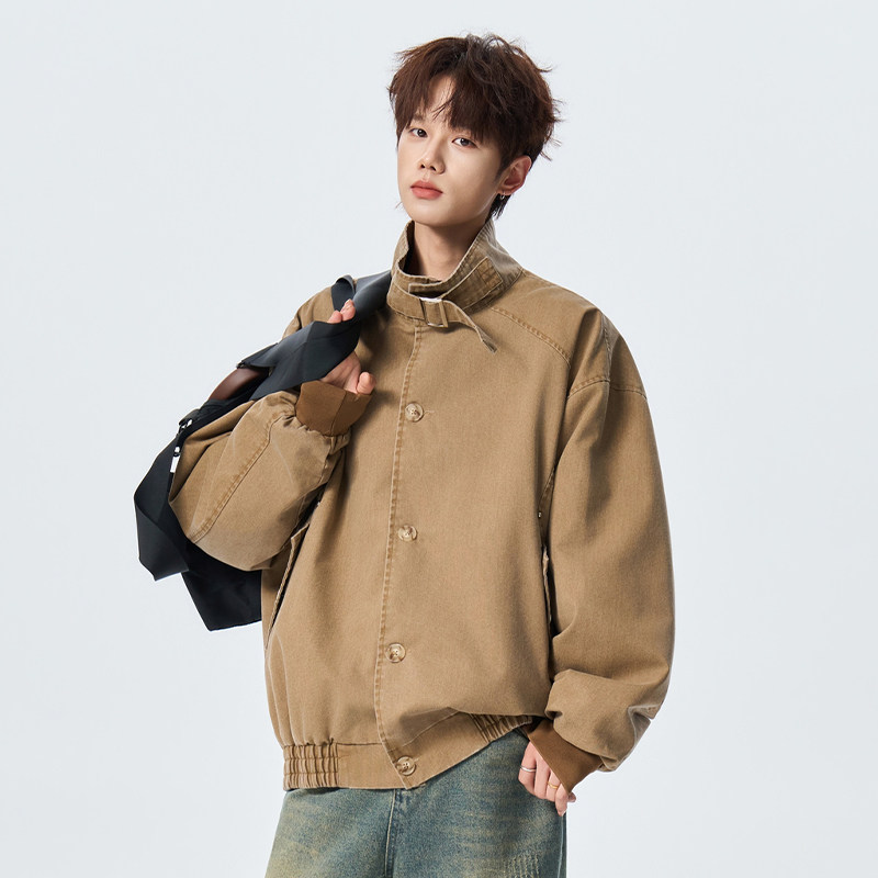 WASSUP潮牌美式复古工装夹克男春季2026新款重磅休闲百搭立领外套