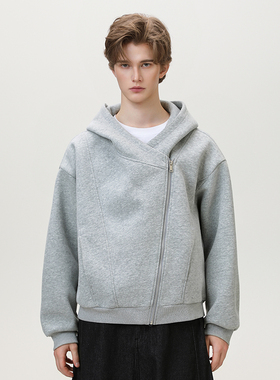 WASSUP官方店 高克重开衫空气层连帽卫衣外套男女春秋季帽衫上衣