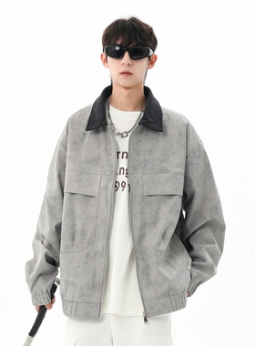 【WASSUP官方店】潮牌重磅秋冬新款翻领美式复古夹克高街上衣外套