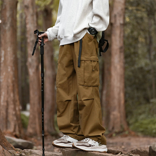 WASSUP纯棉工装裤子男款2025春秋季美式潮牌宽松直筒运动休闲长裤