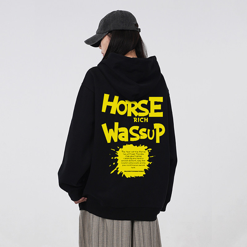 WASSUP国潮重磅字母卫衣男女款秋冬2026新款加绒宽松潮流连帽上衣