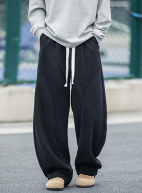 WASSUP重磅卫裤男夏季2025新款宽松阔腿休闲长裤男生直筒运动裤子