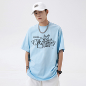 24新款 夏季 描边狗狗情侣百搭圆领上衣 T恤男士 WASSUP重磅潮牌短袖