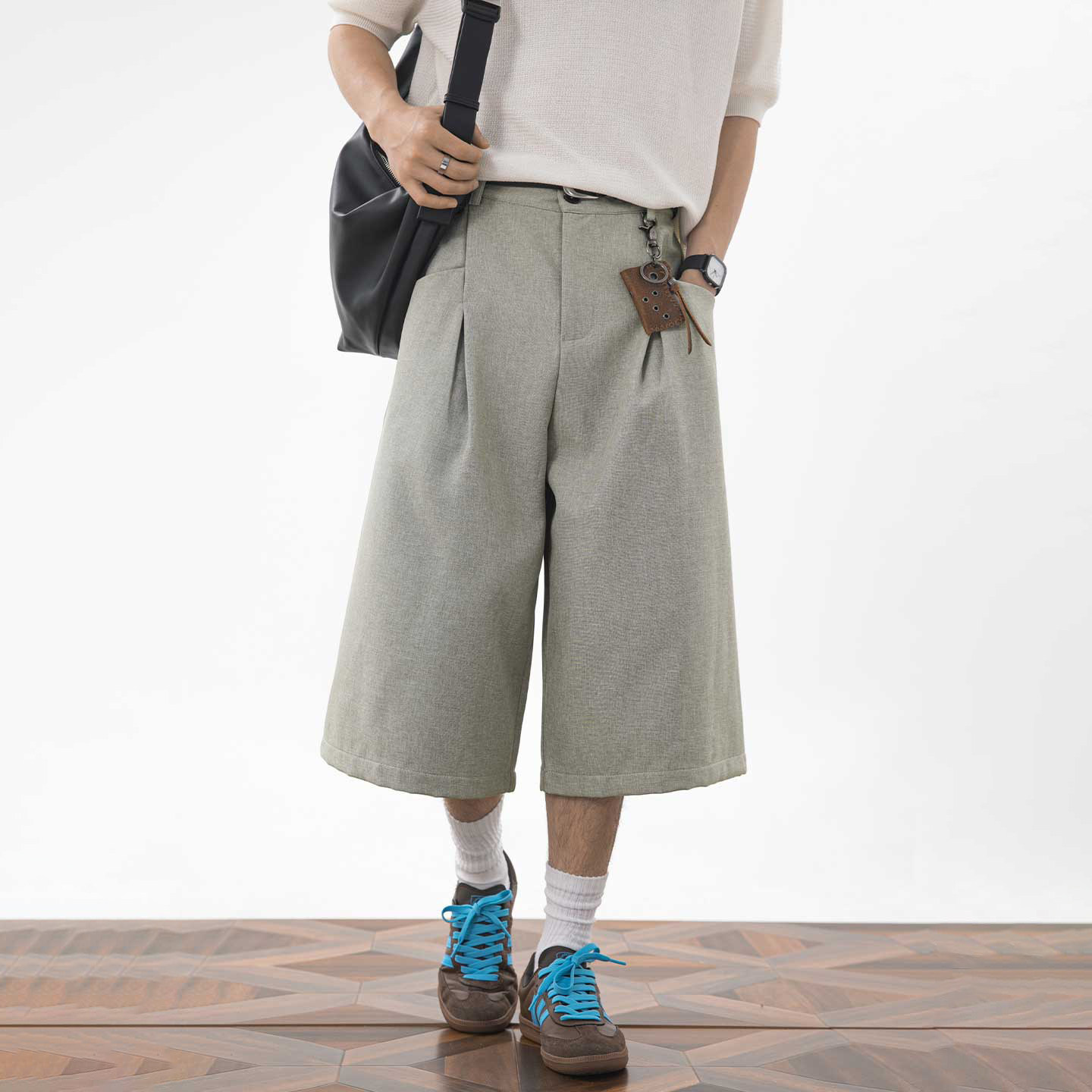 WASSUP美式解构款极简cleanfit宽松休闲夏季七分裤男女慵懒风裤子