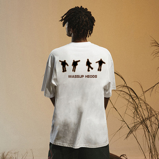 WASSUP阴影人像美式重磅短袖T恤男生夏季25新款纯棉情侣圆领上衣