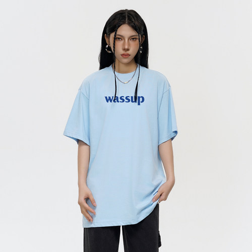 WASSUP潮牌美式短袖女t恤纯棉