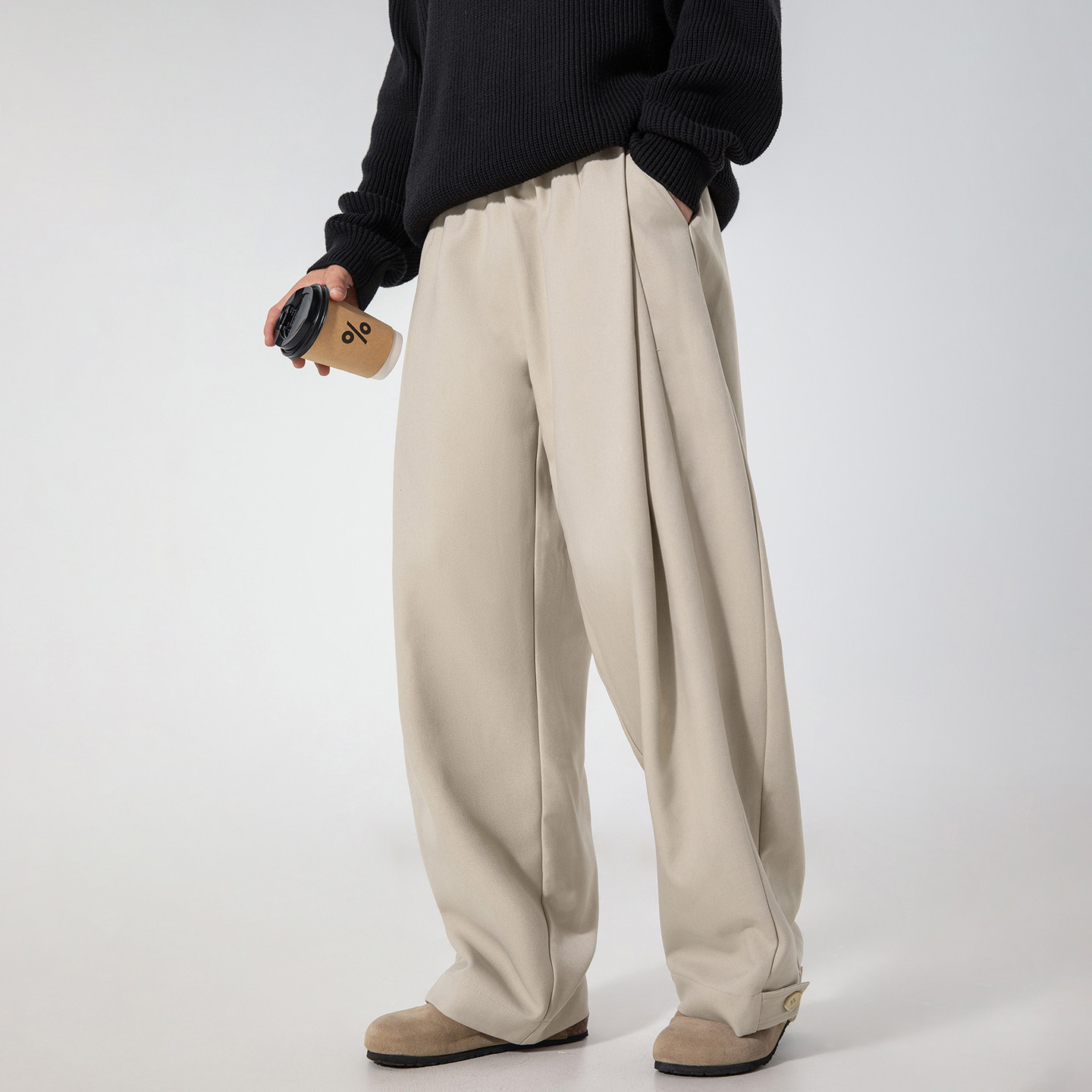 WASSUP日系垂感抗皱休闲长裤春季直筒复古美拉德西裤宽松百搭裤子