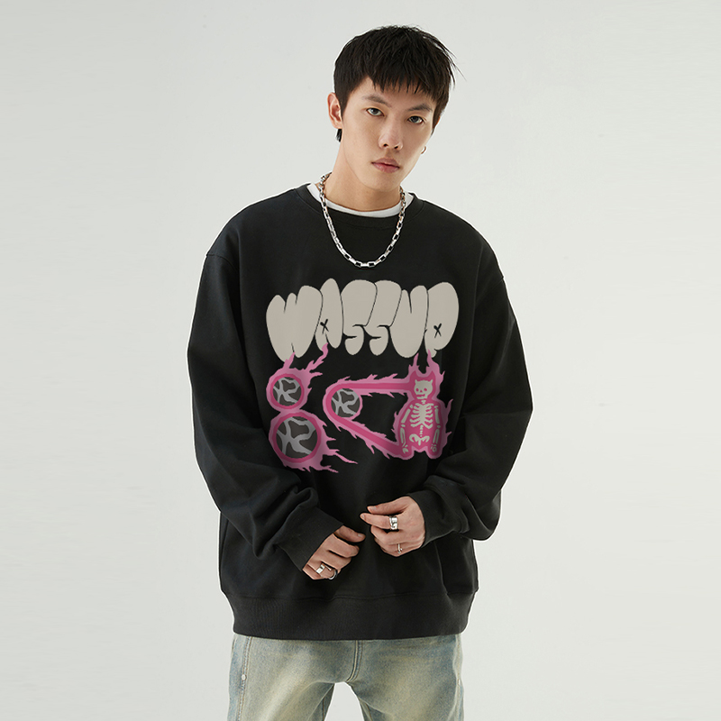 国潮重磅卫衣男WASSUPHEODS