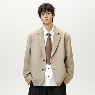 WASSUP易打理休闲西服外套男士2025新款春秋季英伦复古西装夹克潮