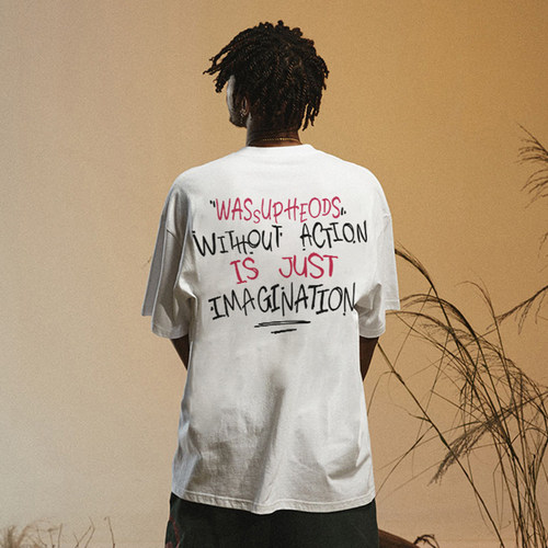 WASSUP手绘字母短袖t恤男潮牌