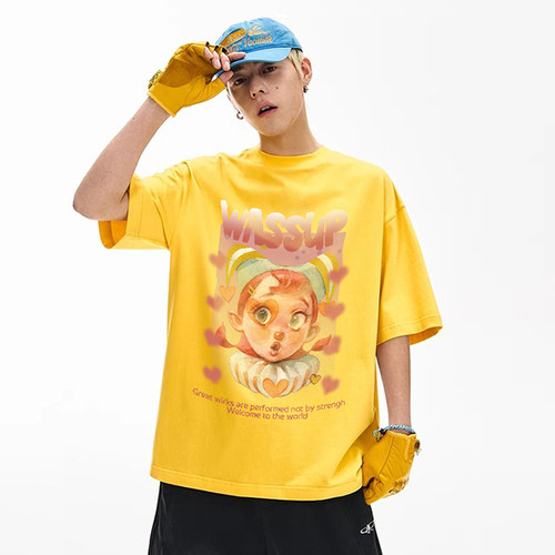 WASSUP美式复古小丑T恤短袖男女