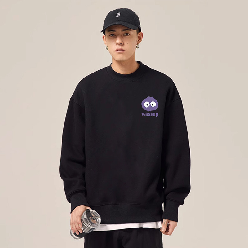 WASSUP小怪兽美式重磅圆领卫衣男