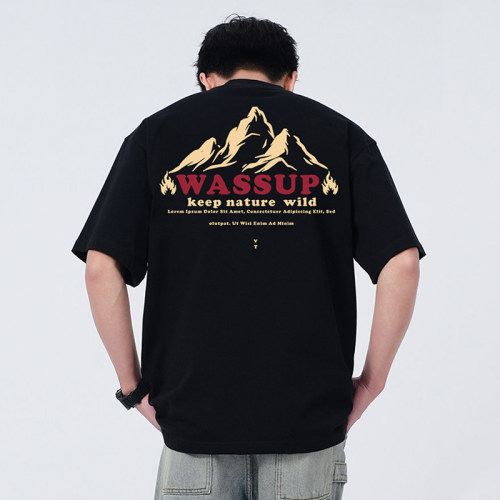 WASSUP美式潮牌重磅纯棉短袖T恤