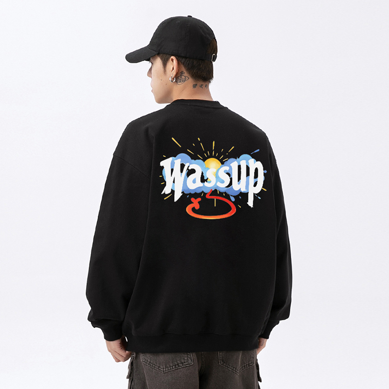 WASSUP云朵太阳情侣重磅卫衣