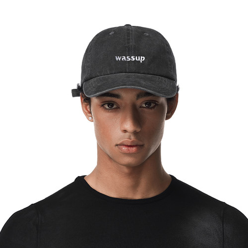 WASSUP字母刺绣潮牌鸭舌帽男女