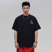 WASSUP卡通粉红鳄鱼短袖 t恤情侣百搭夏季 宽松国潮牌圆领打底上衣