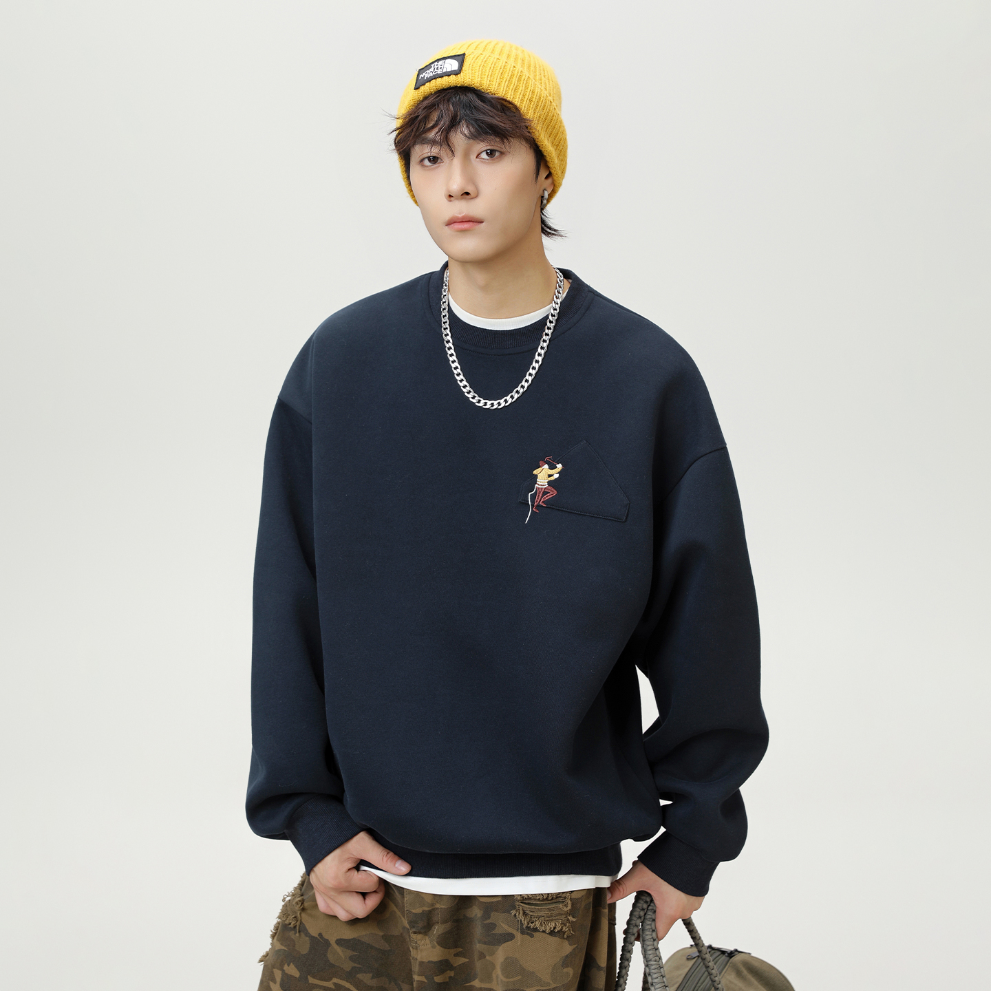 WASSUP美式重磅潮流百搭圆领卫衣