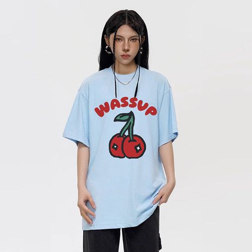 WASSUP樱桃潮流重磅短袖T恤男女