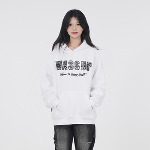 WASSUP【网纱字母】刺绣重磅卫衣男女款秋冬美式街头简约连帽上衣