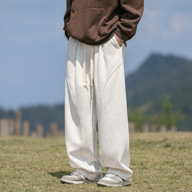 WASSUP春秋垂感潮牌直筒裤男春秋新款宽松休闲裤阔腿运动男款卫裤